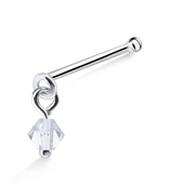 Stone Hook Shaped Silver Bone Nose Stud NSKD-556